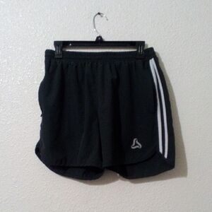 Silkworld Black Running Shorts with White Side Stripes and Mesh Liner Size M